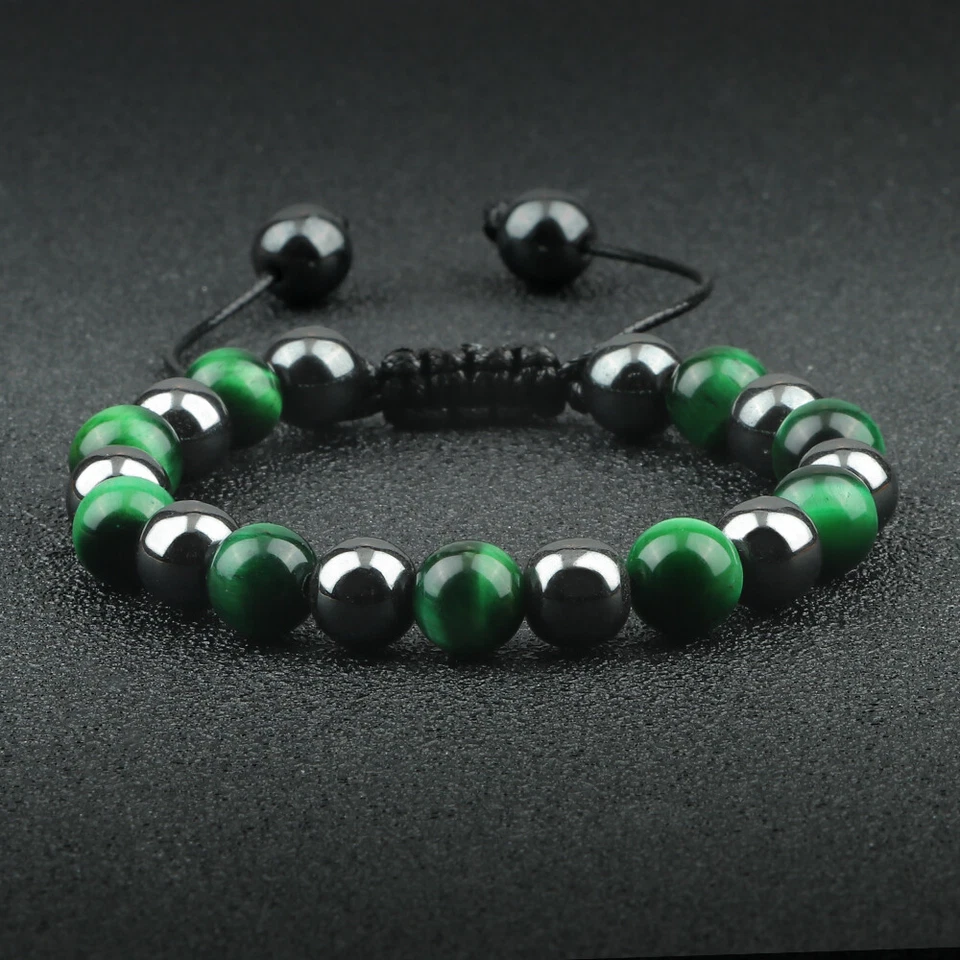 Тигровый глаз гематит камень бисером регулируемый браслет для мужчин женщин йога исцеление - Изображение 4 из 4