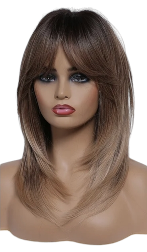 Ombre Brown Blonde Face Framing Shoulder Length Wig. Alure - 第 2/4 張圖片