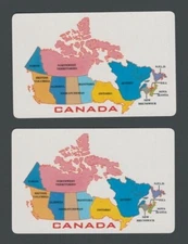 LOT 2 Vintage Single Swap Playing Cards Canada Canadian Map w Provinces 