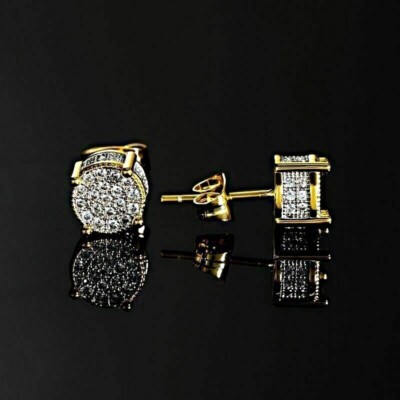 Men's Round Cut Natural GH/SI Diamond Minimalist Stud Earrings 14k