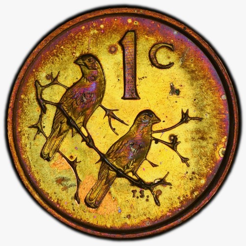 PR65BN 1965 1C South Africa 1 Cent Proof, PCGS Trueview- Rainbow Toned - 第 6/6 張圖片