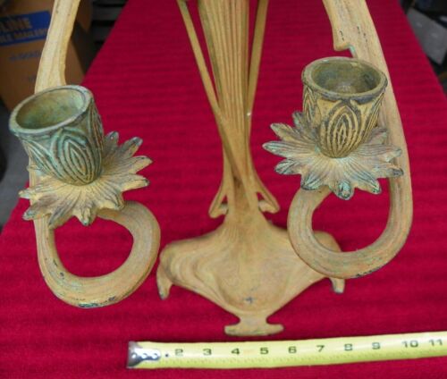 VINTAGE ACHILLE GAMBA ÖSTERREICH BRONZE JUGENDSTIL FRAU KERZENLEUCHTER EDLES ZINN 17 ZOLL - Bild 4 von 14
