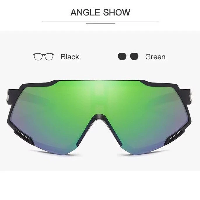 Gafas de sol deportivas para hombre para ciclismo gafas para correr verdes reflectantes lentes espejadas peces Foto 2 de 4