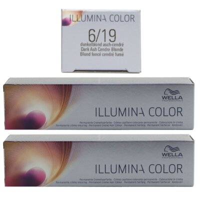 Wella Illumina 2 x 60 ml 6/19 dunkelblond asch cendre Set