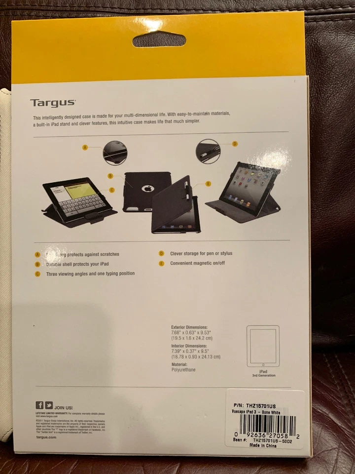 iPad 3 Targus Vuscape Folio Cubierta Abatible con Soporte Blanco Hueso ¡NUEVO EN EMBALAJE!! Foto 2 de 4