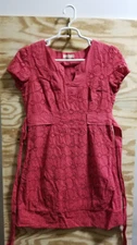 One World Women's Shift Dress Size Medium Short Sleeve Tie Waist