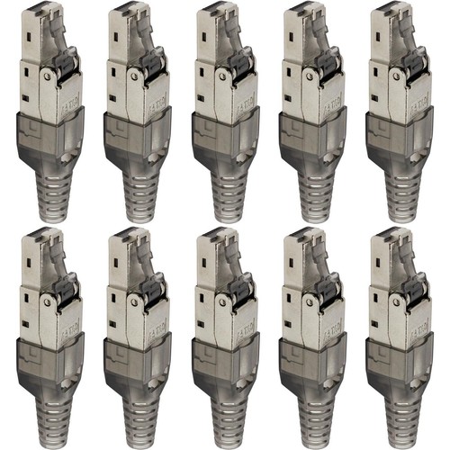 10x Network connector toolless RJ45 Metal Plug CAT6A LAN gold plated contacts Ca - 第 1/1 張圖片