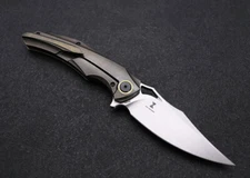 CMB Made Knives Pocket Folding Knife 3.75" M390 Steel Blade Titanium Handle 02C