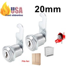 2x 20mm Cam Lock - File Cabinet, Drawer, Mailbox Security, RV, Toolbox US stock