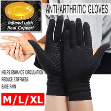Copper Arthritis Compression Gloves Hand Support Pain Relief Joint Self Care NEW