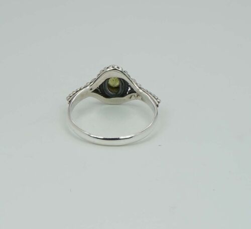 925 Solid Sterling Silver Cut Green Peridot,Red Garnet Oval Shape Ring Fw916 - Picture 14 of 38