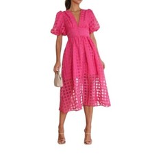 Women's Summer Dress Lantern Sleeve Casual Party Solid Color Skirt Flowy Dress