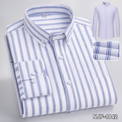Mens Dress Shirts Clothes Long Sleeves Formal Pocket Oxford Cotton Casual Shirts