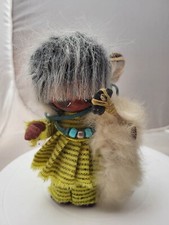 Vtg Li l Luv Pima Indian Doll w/ Axe Hammer Stone Handmade Native American