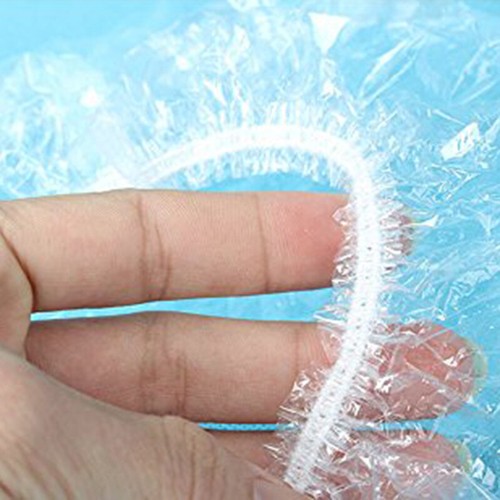 100x Disposable Clear Shower Caps For Bathroom Plastic Hat Waterproof Head CovP5 - Picture 5 of 6