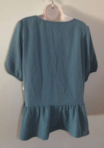 Camicetta donna XL NINE WEST top Seersucker testurizzata peplo babydoll manica a sbuffo - Foto 7 di 9