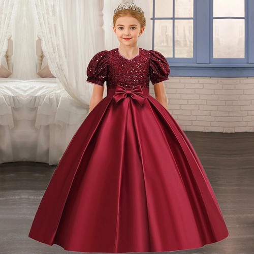 Sequin Girls Dresses Princess Kids Bridesmaid Wedding Birthday Party Prom Gown - Picture 3 of 31