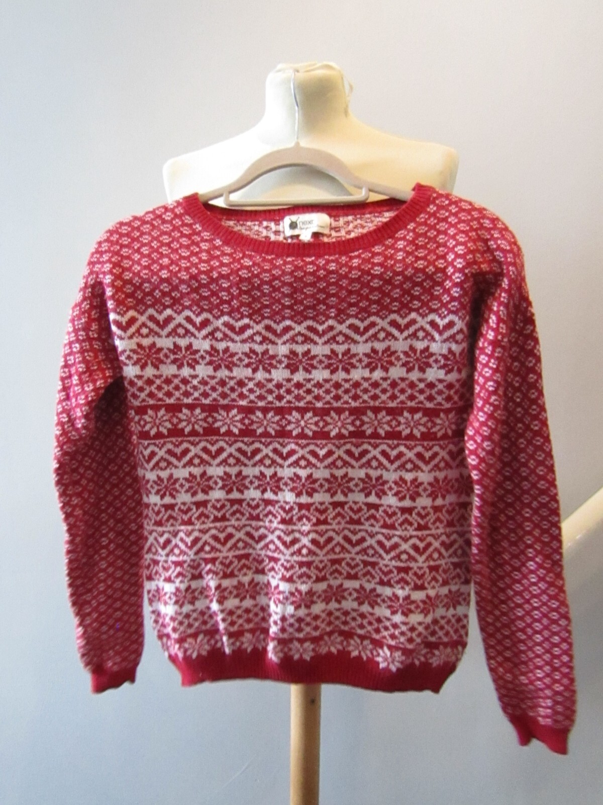 Women's Next Red White Christmas Wool Mix Knitted Jumper UK Size 8