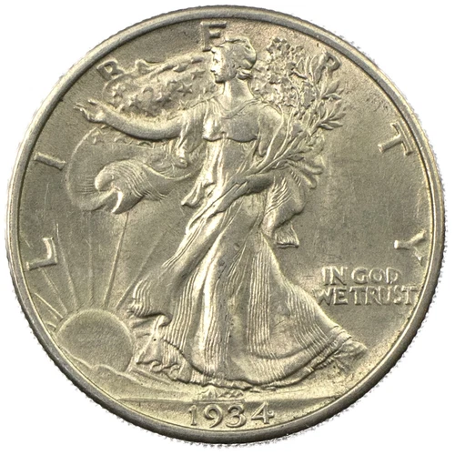 1934-P Philadelphia Walking Liberty Silver Half 50c AU++