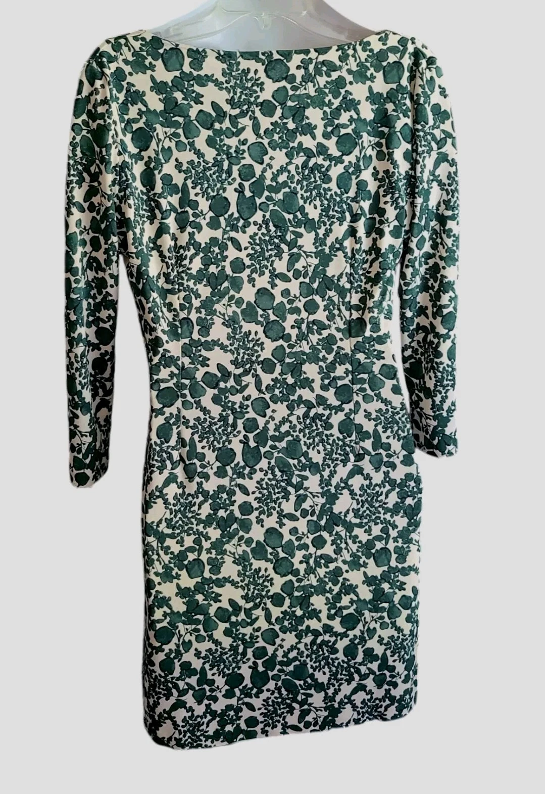 Tory Burch Abito Donna XL Verde Avorio Stampa Vite Drappeggiato Elasticizzato Slinky Popover