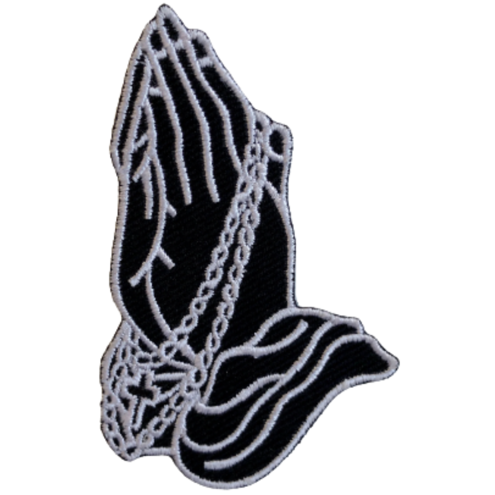 Black Iron-On Praying Hands Embroidery Patch for Jackets & Clothing