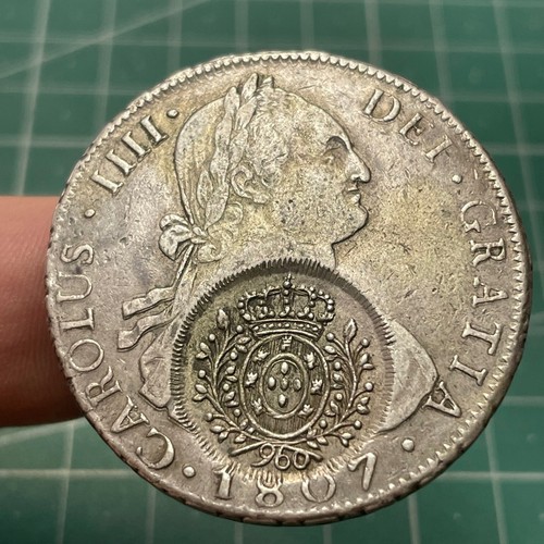 ESPAÑA 8 Reales del año 1807 Carlos IV Ceca de Potosi, resellado a 960 Reis - Bild 3 von 9