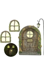 Fairy Garden kit Door 2 windows and lantern Tree Poetry glow in the dark decor