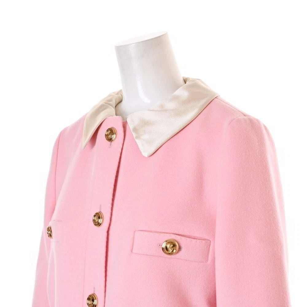 Cappotto GUCCI lana rosa con nastro taglia 38 fodera rayon mod:544857 ZHW03