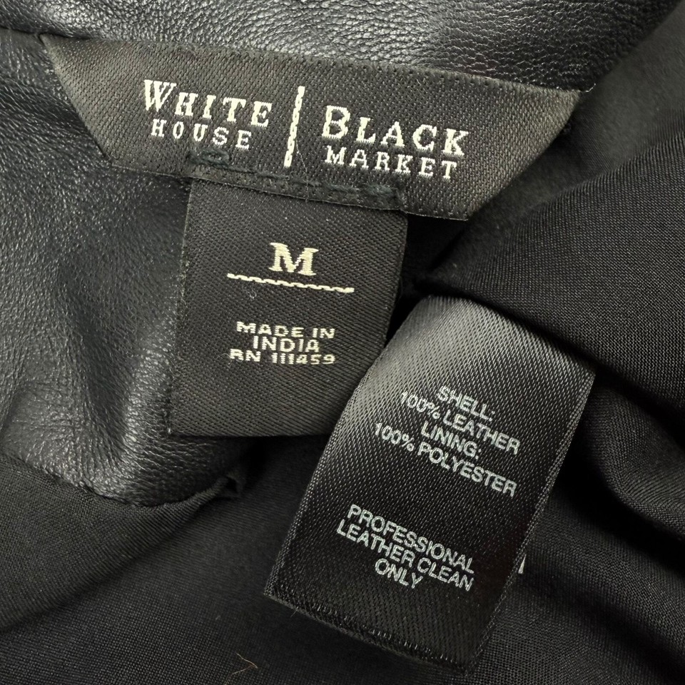 WHITE HOUSE BLACK MARKET black lamb leather ruffle cropped jacket eBay