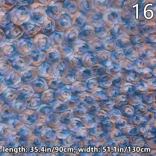 Tela de malla con flores de rosa 3D para boda vestido formal costura hágalo usted mismo manualidades - Imagen 27 de 38