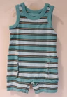NWT Tea Collection Patina Stripe Cargo Pocket Shortall / Romper Size 9-12 Month