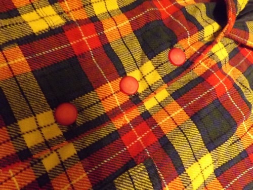 Handmade Stunning Yellow Red Tartan Checked Punk Military Trench Coat Top Small - Picture 7 of 15