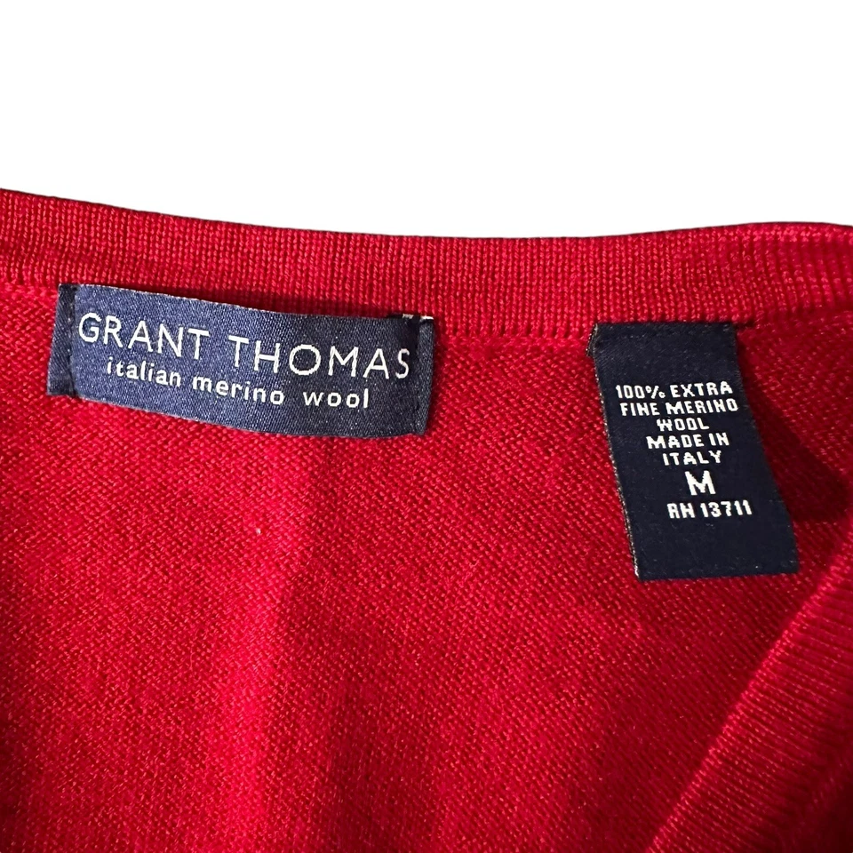 Grant Thomas Lote De 2 Chaleco Suéter Extra Fino Lana Merino Vino/Gris Hombres Talla M Usado en Excelente Condición Foto 2 de 4