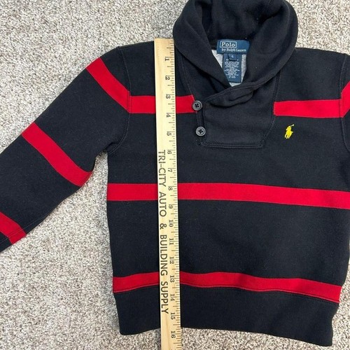 Polo Ralph Lauren Shawl Collar Pullover YOUTH Boys 6 Red Navy Striped Pony (700) - Picture 4 of 7