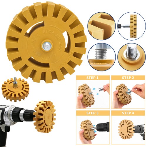 Car Decal Remover Rubber Eraser Wheel Tool for Drill Adhesive Pinstripe Sticker - Picture 2 of 20