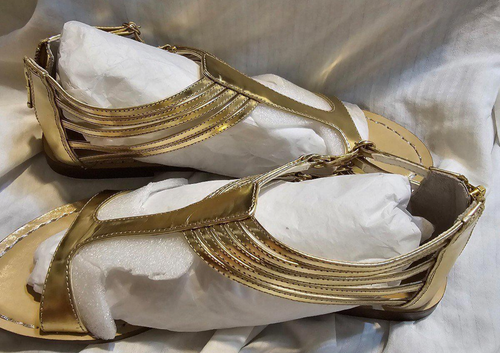 Bmakowsky Sandals (NEW) 10 Gold Women Leather