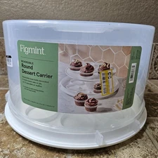 Figmint 9 in Round Cake/Pie/Cupcake/Muffin Carrier - lid with locking latches 