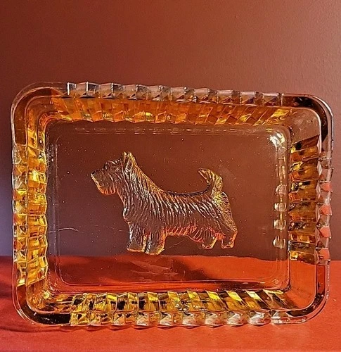 Vintage Jeanette Pink Depression Glass Scottie Dog Candy Soap Trinket Dish