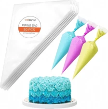 100 Pack 12" Disposable Piping Bags, Anti-Burst Non-Slip Pastry Bags