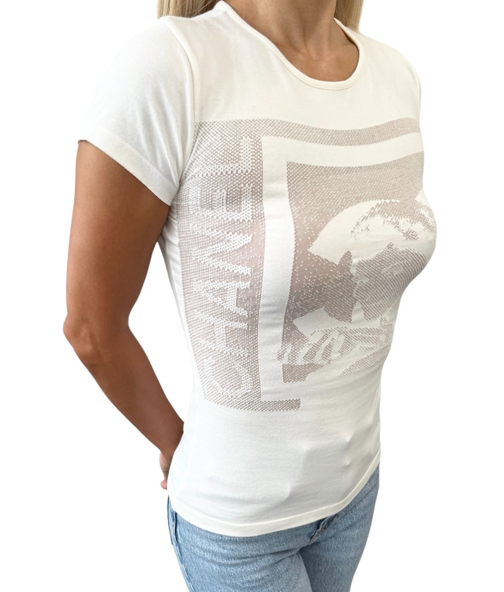 CHANEL Sport Vintage 06P Logo Mademoiselle T-shirt Top #38 Cream