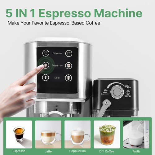 Espresso Machine 20 Bar, Touchscreen Espresso Maker with Automatic Milk Froth... - Picture 9 of 9