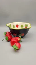 Vintage Strawberry Ceramic Colander Strainer Berry Bowl Cottagecore Kitchen