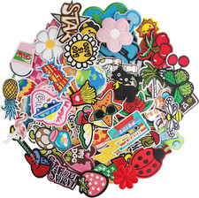 100Pcs Random Assorted Styles Embroidered Patches, Sew On/Iron on Patch