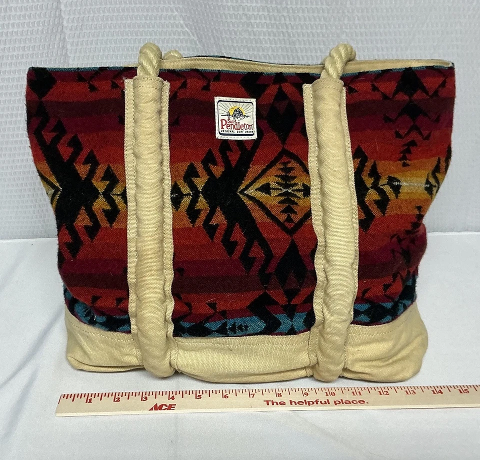 Surf Pendleton шерсти холст покупки путешествий сумка с короткими ручками Beach Ikat Southwest - Изображение 3 из 4