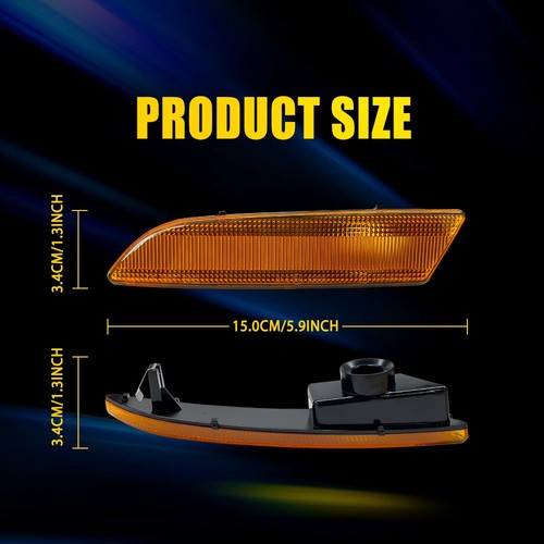 For 04-08 Chrysler Crossfire Amber Lens Front Fender Side Marker Lights LH RH J - Picture 3 of 10