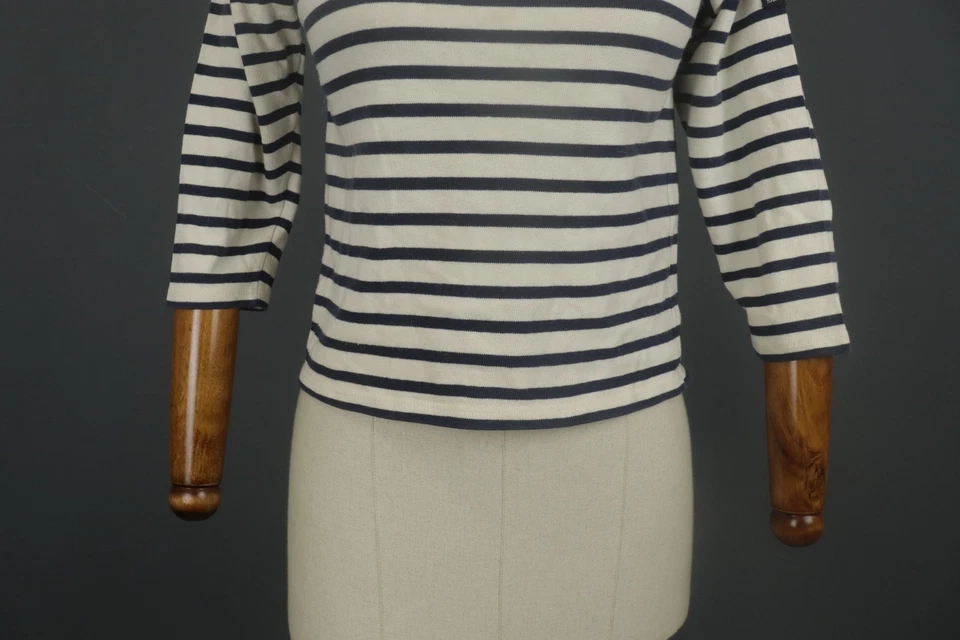 Saint James White & Black Striped Long Sleeve Crew Neck Blouse Top Size 10years - Image 3 of 4