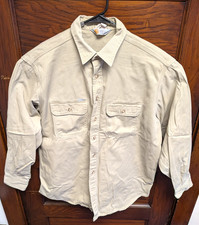 Vintage 90s Carhartt Rugged Outdoorwear Twill Military Shirt USA Made XL Khaki