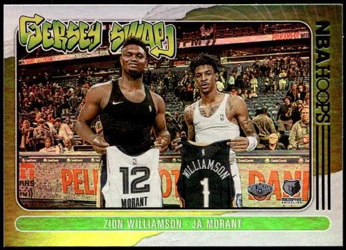 2020-21 Hoops #10 Ja Morant / Zion Williamson Jersey Swap Holo E1