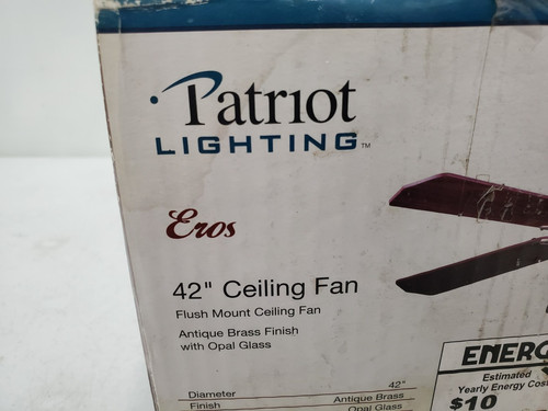 PATRIOT LIGHTING EROS 42" CEILING FAN ANTIQUE BRASS FINISH (DJLC5 BY63) - Picture 8 of 11