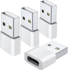 USB C Female to USB Male Adapter (4-Pack), Type C Charging Cord Connect USB A Ch
